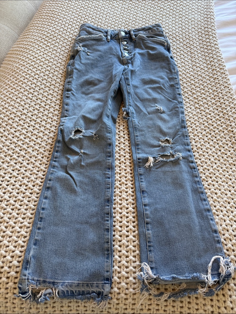 We The Free Distressed Light Blue Flare Jeans